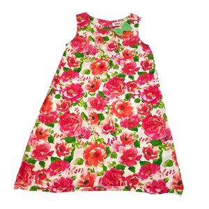 Beebay Bright Pink Floral Sleeveless Girls 6 Dress 3977